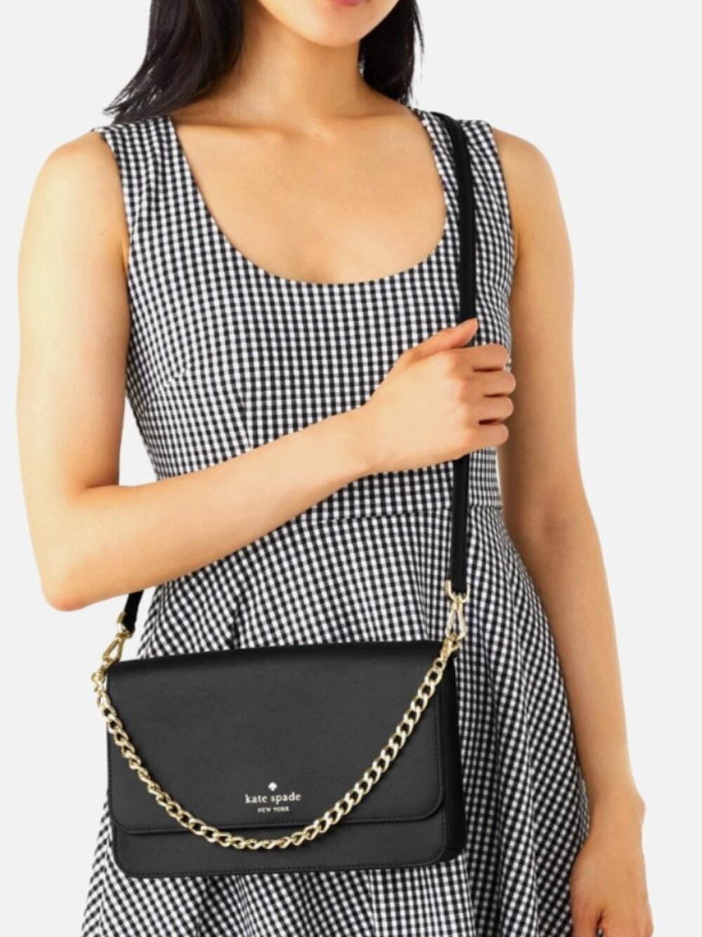 New Kate Spade Madison Medium Flap Convertible Crossbody Black